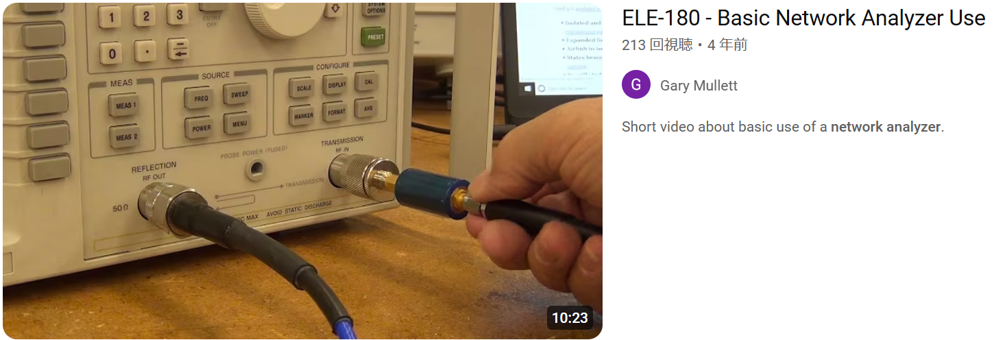 ELE-180 - Basic Network Analyzer Use